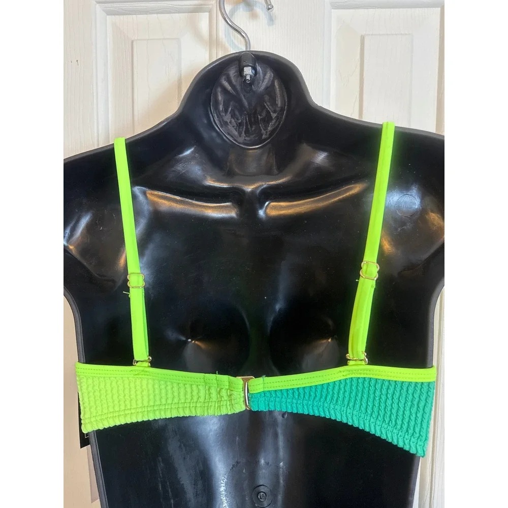 Salt Cove Two Tone Bikini Top Neon Green Mint Ring Accent Swimsuit‎ Size S